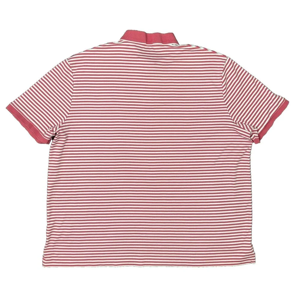 Polo Ralph Lauren Red White Striped Short Sleeve Polo Shirt Size XXL Golf Preppy